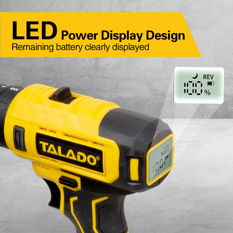 Ev DIY Yenileme &Ccedil;alışmaları i&ccedil;in İsteğe Bağlı Dijital Ekranlı 12V &Ccedil;ift Hızlı Y&uuml;ksek Torklu Ak&uuml;l&uuml; Matkap